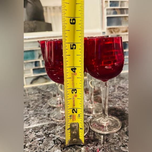 Vintage Ruby Red Cordial Set of 6 Crystal Glass Stems 5" Tall - Picture 11 of 11